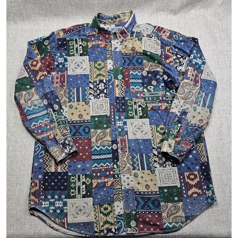 VTG Woolrich Shirt Mens XL Multicolor Southwestern Flannel Button Down USA